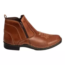 Botina Zíper Lateral Bota Masculina Country Couro Legítimo