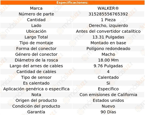 Sensor Ox O2 Izq/der Antes Cc Tundra 3.4l V6 00/04 Foto 6