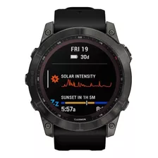 Smartwatch Garmin Zafiro Solar Fenix 7x 1.4 Caixa 51mm De Polímero Reforçado Com Fibra Preta, Pulseira Preta E O Arco Cinza De Titânio E Dlc