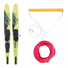 Esqui Aquático Com Botas Navis 168cm Amarelo + Manete C/cabo