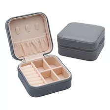 Porta Joia Mini Organizador De Acessórios Portátil Creme Cor Cinza