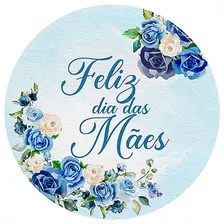 Painel De Festa Redondo Sazonal 3d Estampado Em Tecido 1,5m Cor Dia Das Mães Azul - Apr-1776
