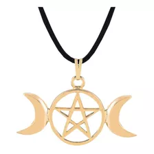 Colar Triluna Wicca 37mm Lua Triplice Pentagrama - Sunshine