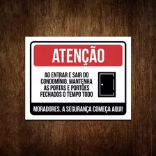 Placa De Atenção Mantenha A Porta Fechada - Condomínio