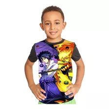 Camiseta Infantil Naruto Uzumaki Sasuke Uchiha Ref:841