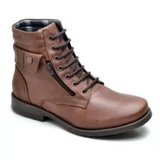 Coturno Masculino Bota Casual Couro Legítimo Palmilhas Couro