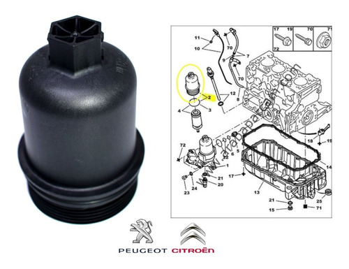 Tapa Carcaza Filtro De Aceite Alta Peugeot-citroen  Foto 7