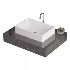 Bancada Porcelanato Com Cuba Mod: Elite Nero Cuba Branca