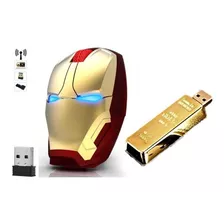 Set Mouse Iron Man M8 + Pendrive 4gb Gold Elegance