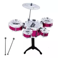 Mini Bateria Música Infantil Baqueta Brinquedo Importway Cor Vermelho