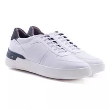 Sapato Casual Jota Pe 5g Enjoy Em Couro Branco | Cinza