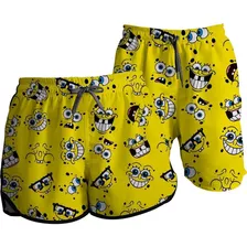 Kit Casal Short Praia Full Print Bob Esponja Lançamento 