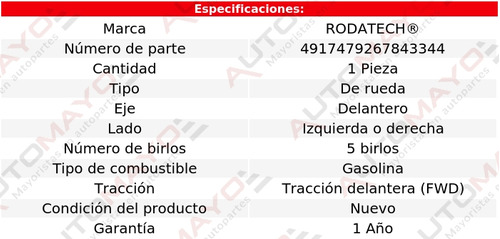 1 - Maza De Rueda Del Izq/der Rodatech Sonata L4 2.4l 16-19 Foto 5