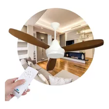 Ventilador De Techo Blanco 3 Palas Madera Luz Control Remoto