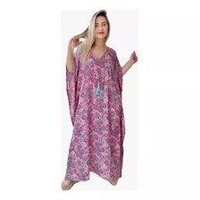 Vestido Longo Indiano Tipo Kaftan Toque De Seda - Cod. 5019
