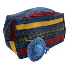 Mini Bolsa De Jeans Azul Artesanal Com Ziper Rara Exclusiva