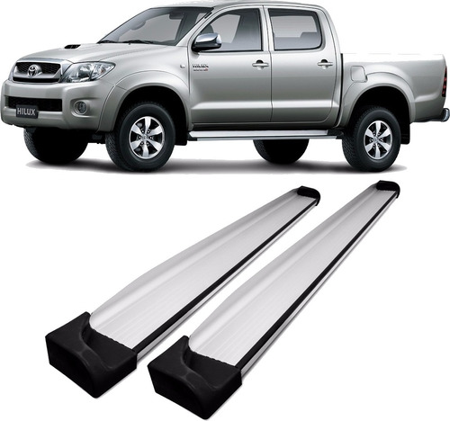 Estribos Toyota Hilux Aluminio Plano Con Bases Hasta Mod2016