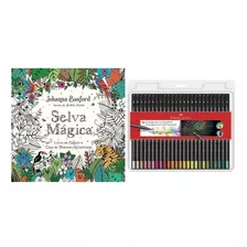 Kit - Livro Selva Mágica + Lápis 50 Cores Supersoft Faber