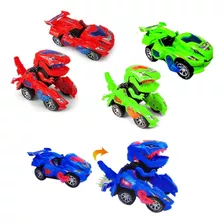 Kit 3 Carros Transformers Dinossauros Azul Vermelho E Verde