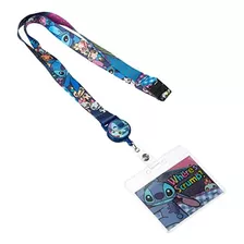 Stitch Lanyard With Retractable Card Holder Multi Color