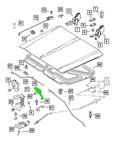 Gancho Seguridad Cofre Jeep Cherokee 87-01 Comanche 87-92 Foto 2