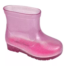 Galochinha Gliter Bota Chuva Infantil Cano Curto Menina