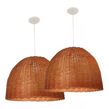 Set X2 Colgantes De Mimbre Natural 40x30cm- 1 Luz