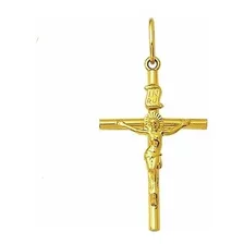 Pingente 3.9 Cm Crucifixo Ouro 18k 1.7 Gr Cruz Cristo Jesus