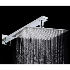 Ducha Chuveiro Cromado Quadrado Inox Braco 40 Cm Fria 20x20