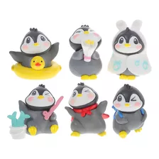 Mini Toy, Enfeites E Decorações De Pinguim, 6 Peças