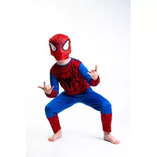 Disfraz Traje De Spiderman Hombre Araña Para Niños Poliester