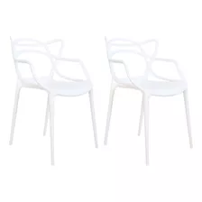 Kit 2 Cadeiras Allegra 100% Polipropileno Sala Cozinha Estrutura Da Cadeira Branco