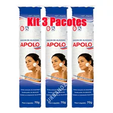 Kit 3 Discos De Algodão Apolo Pacote Limpeza Facial Make