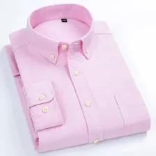 Camisa Xadrez Masculina Casual Oxford De Algodão Padrão De M