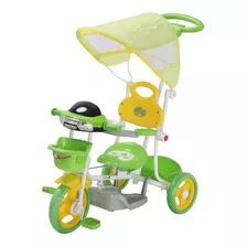 Triciclo Motoca Infantil Passeio Empurrador Pedal Som Verde