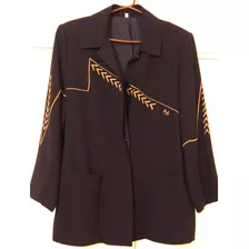 Saco Blazer Mujer, Diseño Exclusivo, Negro / Dorado Xl