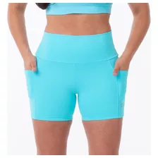 Shorts Corrida Feminino Com Bolsos Cós Alto De Compressão