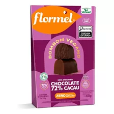 Bombom Amargo Vegano 72% Cacau Flormel Zero Açúcar - 60g