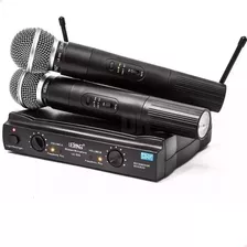 Microfone Sem Fio Duplo Profissional Uhf Ideal Para Karaokê 