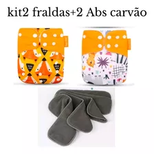 Fraldas Ecológicas Kit 2 Fraldas +2 Absorventes De Carvao 