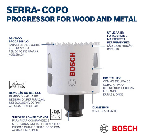 Set Sierras Copa Bosch Madera Y Metal 9pz - 20 A 64 Mm Dgm