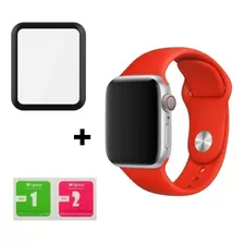 Pulseira Para Apple Watch Serie 8 + Película 3d 41mm 45mm Cor Vermelho Largura 45 Mm