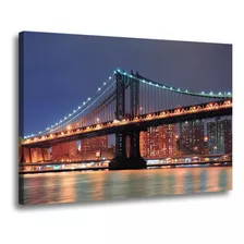 Quadro Em Tela Grande Manhattan Ny Decoração Escritório Luxo Cor Borda Infinita