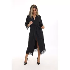 Robe Feminino Longo Manga 3/4 Roupao Microfibra Luxo