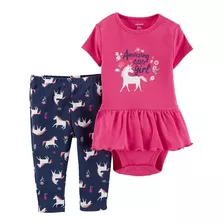 Set 2 Piezas Nena Carter's Body Y Pantalon Unicornios