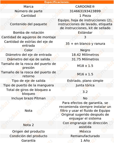 1) Caja Direccin Hidrulica K1500 Suburban V8 6.5l 97/99 Foto 4