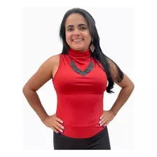 Blusa Blusinha Feminina Básica Gola Alta Regata Canelada 