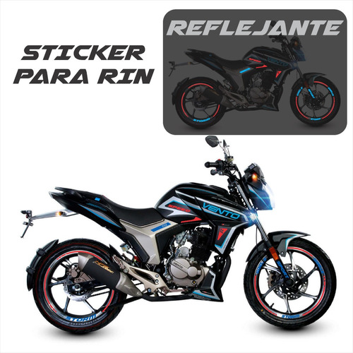 Kit Stickers Rin  Reflejantes Vento Storm 250 Azul  + Regalo Foto 5