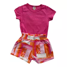 Conjunto Infantil Feminino Tam 04 Kids Estampado Verão Cores