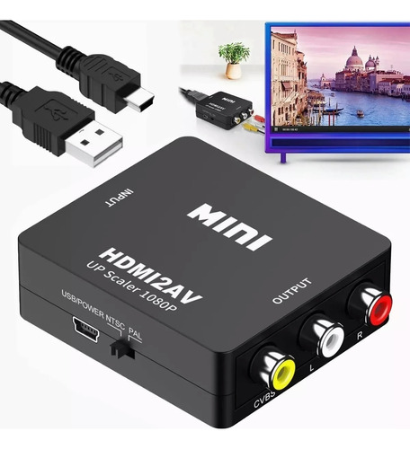 Convertidor De Hdmi A Rca Av 1080p, Adaptador De Tv, Audio